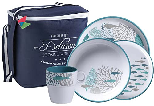 Geschirr Set Coastal, 16 teilig, Tragetasche