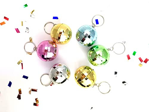 STUWU 6x Discokugel Schlüsselanhänger 4cm Schlüsselkette Disko Spiegelkugel Spiegelkugeln Mini Discokugel