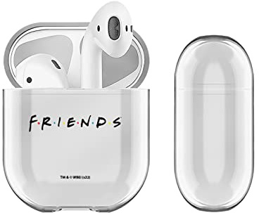 Head Case Designs Offizielle Friends TV Show Logo Schwarz Gemischte Kunst Durchsichtig Harte Kristall Handyhülle Hülle Huelle kompatibel mit Apple AirPods 1 1st Gen / 2 2nd Gen Charging Case
