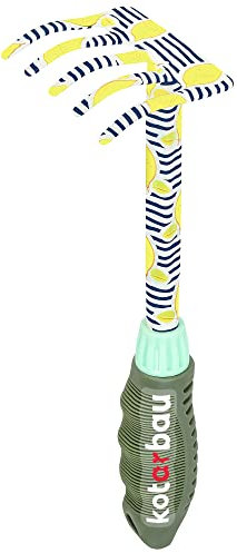 KOTARBAU® Mini Rastrello da Giardino 28 cm con 4 Denti Piccolo Rastrello in Acciaio con Gambo Manico in Plastica Utensili da Giardinaggio Rastrellini a Mano Accessori da Giardino Manuali Attrezzi