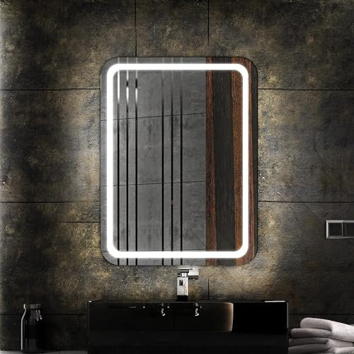 LEDTWIX - Badspiegel mit Beleuchtung 50x70 cm - Badezimmerspiegel mit Beleuchtung - Spiegel Bad - Bad Spiegel mit Licht - Lampe zirka 4000K