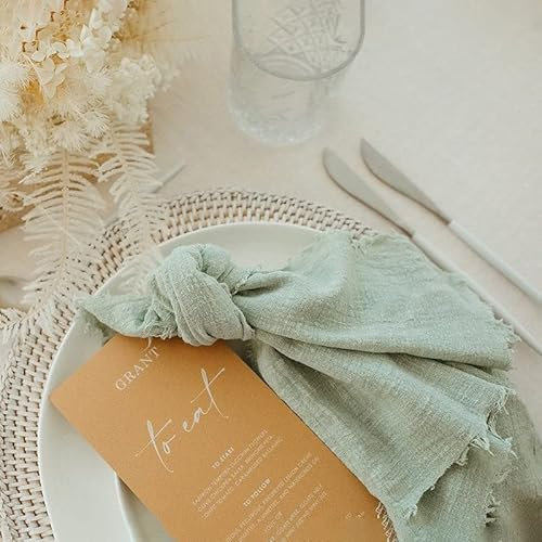 Dloapesy Napkins, Set of 6, 100% Cotton, Square, Sage Green, 42cm*42cm, for Weddings, Dinner Parties, Everyday Use