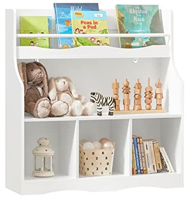 SoBuy KMB57-W Bücherregal für Kinder Kinderregal Aufbewahrungsregal mit 1 Ablage und 4 offenen Fächern Spielzeugregal Kinderzimmer Möbel weiß BHT ca.: 90x95x30cm