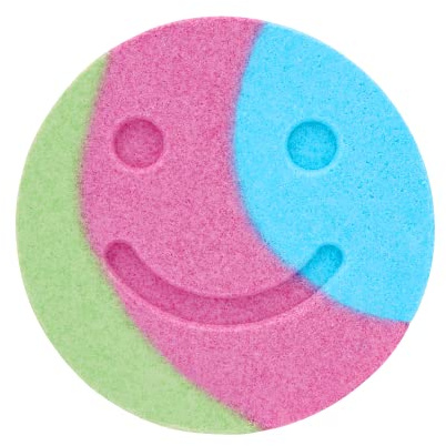 Holler and Glow Happy Vibes Only Bath Bomb, Smiley Face Shaped, Sweet Scented, Fizzy & Colourful, Mood Boosting, Vegan & Cruelty Free, Playful Self Care Gift, 150 G