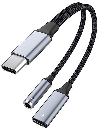 AXFEE 2 en 1 Adaptateur USB C Jack 3,5mm et Chargeur, USB Type C vers Jack à Puce DAC avec PD 60 W à Charge Rapide, Casque Adaptateur pour Galaxy S22 S21 S20, Huawei, Google Pixel