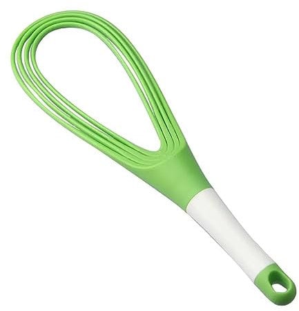 Twisk Whisk - Twisting Whisk - Folds flat 2-in-1 Balloon or Flat whisk 100% silicone construction Dish Washer Safe Balloon and Flat whisk in one package. Egg Beater for whisking eggs or baking.