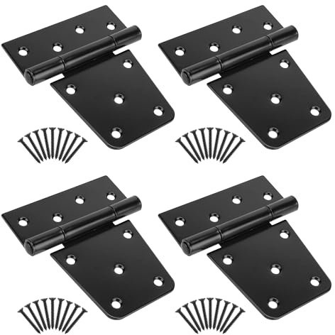 SANKINS Lot de 4 charnières de porte robustes de 8,9 cm en fer noir avec vis, charnières durables pour clôtures en bois, portail, abri de jardin, porte de grange
