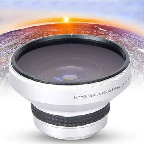 GAESHOW Camera Fisheye Lens, 37mm 0.25X Super Fisheye Camera Lens with Lens Caps Storage, Ultra Wide Macro Lens, Fisheye Adapter for 37mm Caliber SLR Digital Camera Lenses