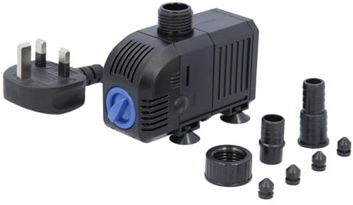 Mini Submersible Water Pump 600L/H 8W Electric Ultra Quiet Garden Pond Pump for Aquarium Fountains Fish Tank Pond Hydroponics Statuary with 4 Strong Suction Cups 3 Nozzles TOUGH MASTER
