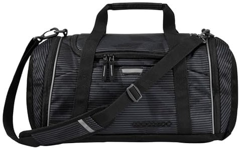 coocazoo Sporttasche „Dark Mission”, schwarz-grau, Hauptfach, Nasswäschefach, Seitentasche, Reflektoren, 20 Liter, ab der 3. Klasse