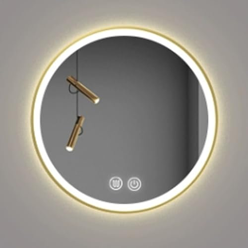Badezimmer spiegel mit beleuchtung,bad spiegel mit licht,spiegel rund mit beleuchtung,badspiegel rund beleuchtet,Geeignet für Badezimmer, Wohnzimmer, Schlafzimmer, Eingangsbereich, Flur ( Color : Gold