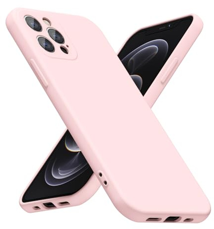 LoeoeL for iPhone 12 Pro Phone Case Silicone, Minimalist Ultra Thin Slim Soft Rubber Gel Solid Color Matte TPU Cute Case for Women Men, Girly Plain Aesthetic Design & Camera Cover, Light Pink