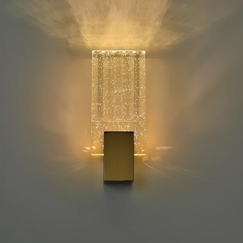 YOOCHUENG Wandlampe Kristall Gold Wandleuchte Modern für Wohnzimmer,LED Tricolor Wandbeleuchtung Lampe Wand Innen für Schlafzimmer,Gang,Treppe,Restaurant [1 Packung-L]