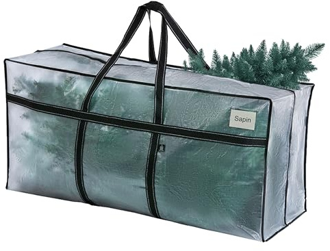 VENO 1 Pack Extra Large Moving Bags, Christmas Tree Storage Bin,Heavy Duty Moving Boxes, Large Storage Bins with Lids Alternative for College, Packing Supplies Essentials (Clear, 1 Pack)