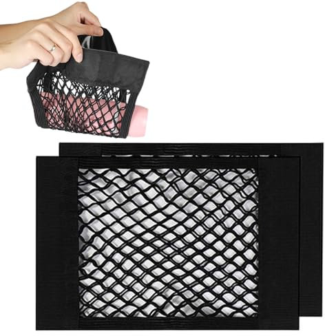 katmerio Kofferraum Netztasche mit Klett 2er Set, Organizer Netz fürs Auto Wohnmobil, Van,Boote & Zuhause,zum Aufbewahren & Verstauen (50x25 cm)