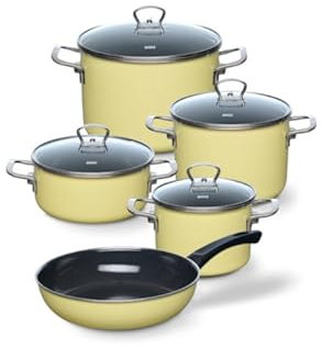 RIESS Email Kochtöpfe, Topfset 5-tlg LEMON 0558-002