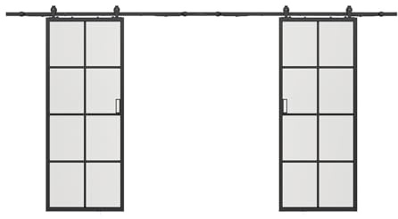 Vente-unique-Doppel-Schiebetür mit Laufschiene - Aluminium & Sicherheitsglas - 2 x 205 x 73 cm - Wilden II