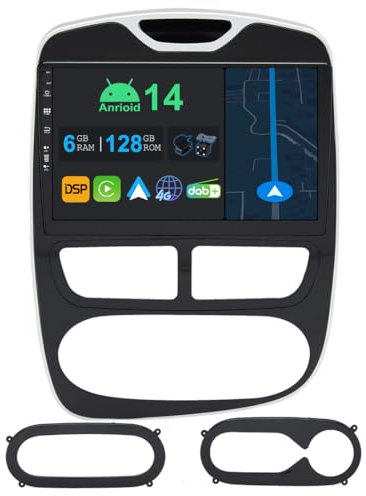 YUNTX 10.1 Zoll Android 14 Autoradio mit Navi Für Renault Clio 4 ZOE 2012-2019 | Octa Core | 6GB 128GB | Eingebaut 4G LTE | CarPlay & Android Auto | DSP | DAB | QLED 1280 * 720 IPS Bildschirm