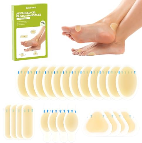 Blasenpflaster für Füße und Fersen – 24 Stück Gelpflaster für besonders starken Schutz vor Blasen, Wasserdicht, Anti-Reibungs-Gel-Pflaster (Variety Pack)