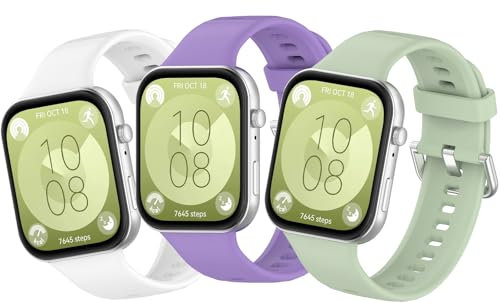 MIJOBS 3 Pulseras Compatible con Huawei Watch Fit 4/3 Accesorios para Relojes Correas Deportivas de Silicona Suaves Cómodas Transpirables de Recambio para Hombre Mujer Pulsera