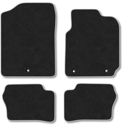 Fits Kia Picanto (2017-2020) Carpet Car Mats | Grey Edge Trim Tailored Fit Floor Mats Full Coverage Protection Accessories Easy Clean Anti Slip Made in the UK