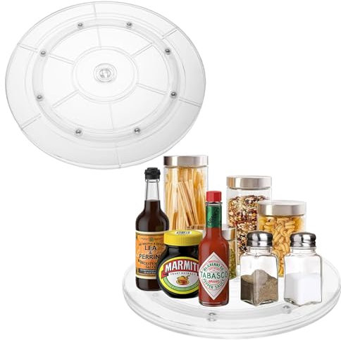 KGJAXF Clear Acrylic Lazy Susan Turntable Multi-use Swivel Organizer Turntable Base Round Swivel Stand 20cm Ball Bearings Stand Kitchen Spice Rack Cake Makeup Table Decorating