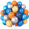 Luftballons Blau Gelb, 60 Stück Weltraum Luftballons Set Marineblau Metallic Blau Silber Orange Gelb Achat Latexballons Helium Ballons für Junge Kinder Geburtstag Partydeko Babyparty Dekoration