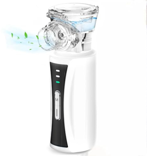Inhalationsgerät, NIKYPJ Leiser Tragbarer Inhalationsgerät für Erwachsene Kinder, USB Aufladbarer Inhalator mit 2 Masken und 1 Mundstück (Schwarz)