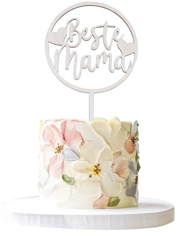 Cake Topper Beste Mama aus Holz, Frohe Muttertags tortendeko Beste Mama Kuchenstecker Mama Tortendeko zum Geburtstag, Muttertag