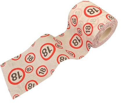 Deco anniversaire 18 ans papier toilette amusant panneau de signalisation rouge/blanc - Décoration originale pour un 18 ans anniversaire garcon et fille - Tiwoca