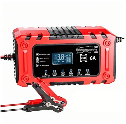12V 6A Smart Car Battery Charger & Maintainer - 10-Stage Automatic Trickle Charger with Desulfator for Automotive, Motorcycle, Lawn Mower, Marine & LiFePo4 Lead-Acid Batteries