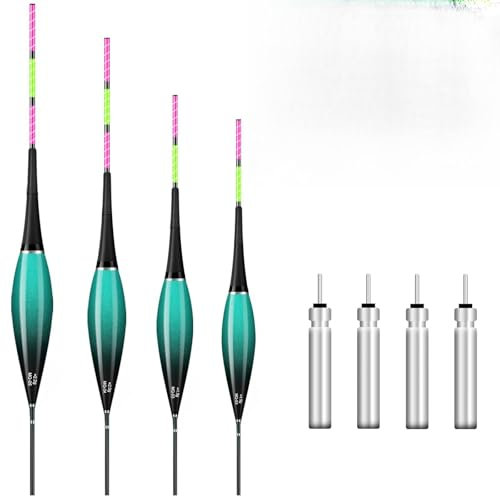 GAOUTO 4 Stück LED Posen Angeln Geeignet, LED Posen Angeln Set, Posen Angeln Smart, LED Schwimmer Angeln mit Batterie Typ CR425, Angelzubehör Kann Tagsüber Und Nachts Verwendet Werden