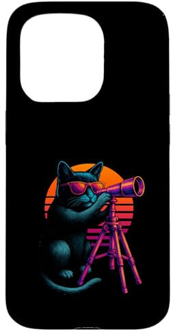 Retro Cat Stargazing With Telescope Astronomer Case for iPhone 15 Pro