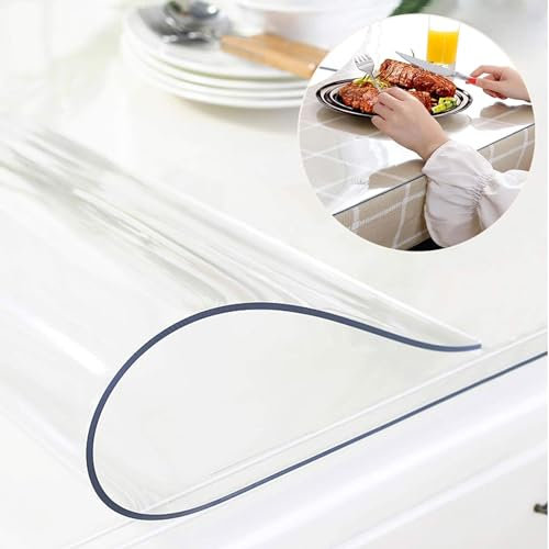 Nappe en PVC transparent - 100 x 250 cm d'épaisseur - 1 mm - Protection de table rectangulaire en plastique transparent - Pour la maison et le bureau - Protection de dessus de table en verre souple