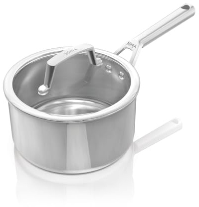 Ninja EverClad Edelstahl-Kochtopf (18 cm) mit Deckel, geeignet für alle Herdarten, sogar Induktion, ofenfest bis 300 °C, durchgehender Induktionsboden, C90218EUI