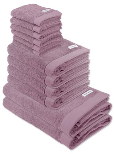 TOM TAILOR Handtuch Set, 12-TLG. - Color Bath, 2X Duschtuch, 4X Handtuch, 6X Gästetuch Mauve Set