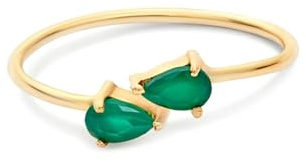 RDSGYZ Trauring Damen Einzeln Gold 750, Frauen Ringe Tropfen Smaragd Offen Verlobungsringe Jahrestag Hochzeit Ringe Gr.59 (18.8)