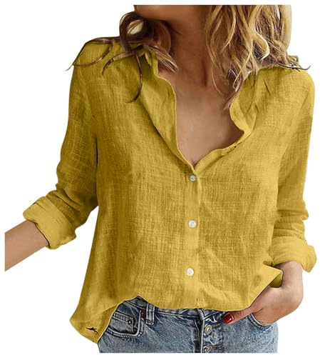 Chemisiers Et Blouses Femme Chemise Haut Décontractée Tops Oversize Chic Élégant Blouse Tunique Couleur Unie Lâche Respirant Casual Chemisier