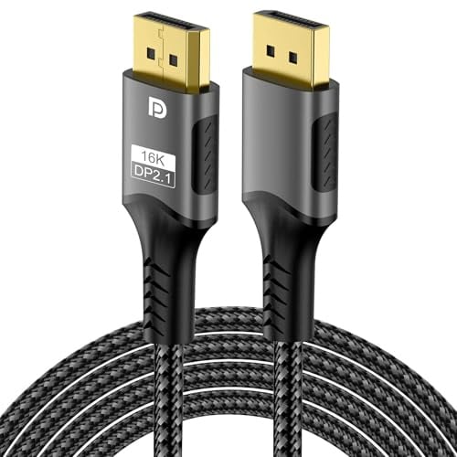 Pmqs 16K DP Cable DisplayPort 2.1, 54Gbps Cable DP a DP 2M con 16K@60Hz | 8K@240Hz 4K@540Hz 360Hz 240Hz Display Port 2.1 Compatible con HDR10 FreeSync G-Sync para Monitor Gaming Tarjetas Gráficas