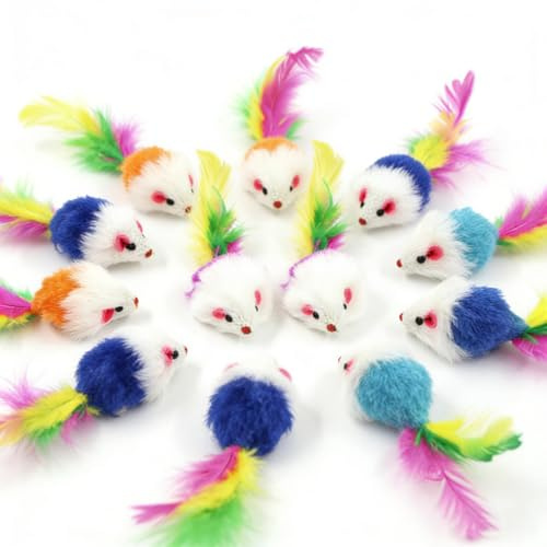 JRTEAY 12 Pcs Cat Mouse Toy, Cat Catnip Mice Toys, Interactive Cat-Toy