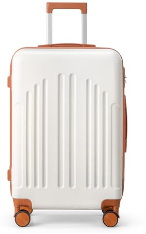 LEADZM Mittelgroßer Reisekoffer mit Rollen (Beige-Braun, L) | Reisekoffer mit Rollen, Koffer & Trolleys, Hartschalenkoffer, Suitcase mit Zahlenschloss