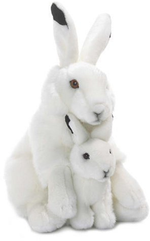 WWF 14578 Schneehase 30cm, sitzend mit Baby