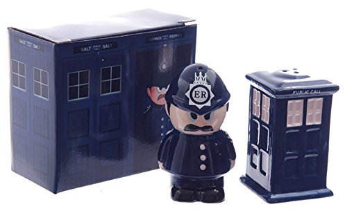 Juego de salero y pimentero de cerámica policía y policía