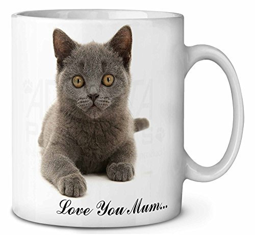 Advanta Group British Blue Cat 'Love You Mum' Ceramic 10oz Coffee Mug/Tea Cup Printed Full Colour Ref:AC-133LYMMG