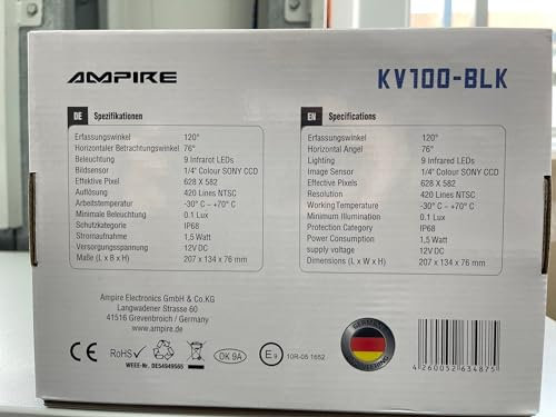 AMPIRE Farb-Rückfahrkamera für Transporter, universal, schwarz