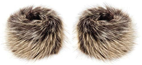 Futrzane Classic Manschetten - Fell Stulpen Damen - Pelz Pulswärmer Handstulpen (Braun Classic)