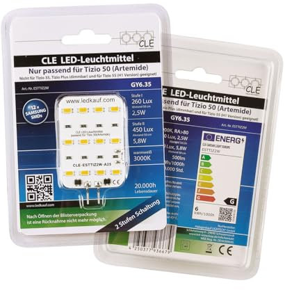 CLE CARDAN LIGHT EUROPE LED Ersatzleuchtmittel für Artemide Tizio 50 12V GY6.35 3000K 6 Watt (50 Watt)