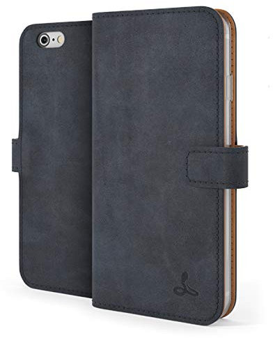 Snakehive Vintage Wallet for Apple iPhone 6S / 6 || Real Leather Wallet Phone Case || Genuine Leather & 3 Card Holder || Flip Folio Cover with Card Slot (Navy)