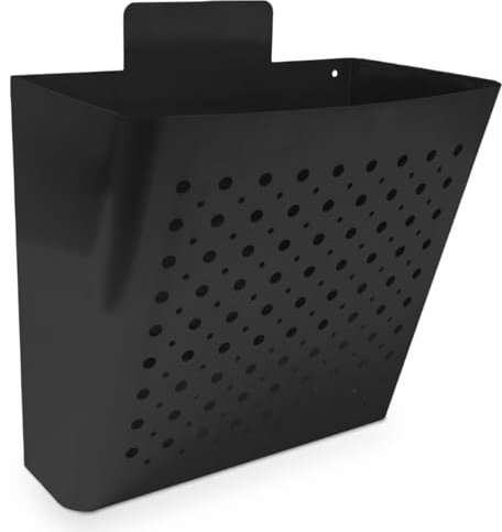 Amig - Cesta de Publicidad Negra de Acero con Rejilla Frontal para Colocar en Paredes o Muros Exteriores de Portales o Entradas - 32 x 36 x 19 cm Fácil Instalación, Tornillos Incluidos