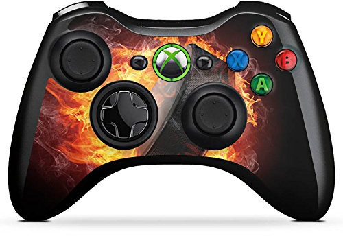 DeinDesign Skin kompatibel mit Microsoft Xbox 360 Controller Folie Sticker Eishockey Feuer